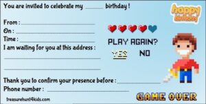 Video game birthday party invitation to print