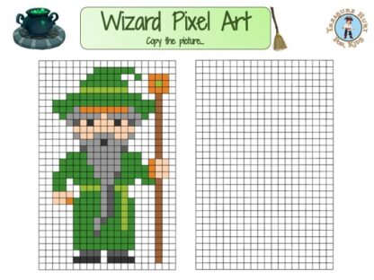 Printable wizard Pixel Art for kids