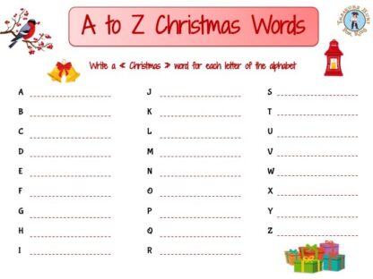 A to Z Christmas holiday words
