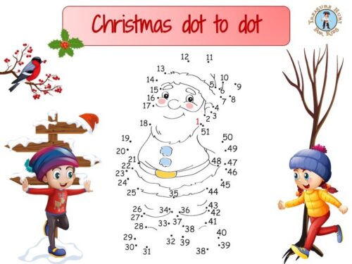 Christmas Dot To Dot Treasure Hunt 4 Kids Printable Games
