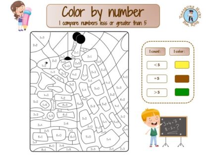 First grade color by number: giraffe