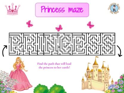 Princess maze for kids to print