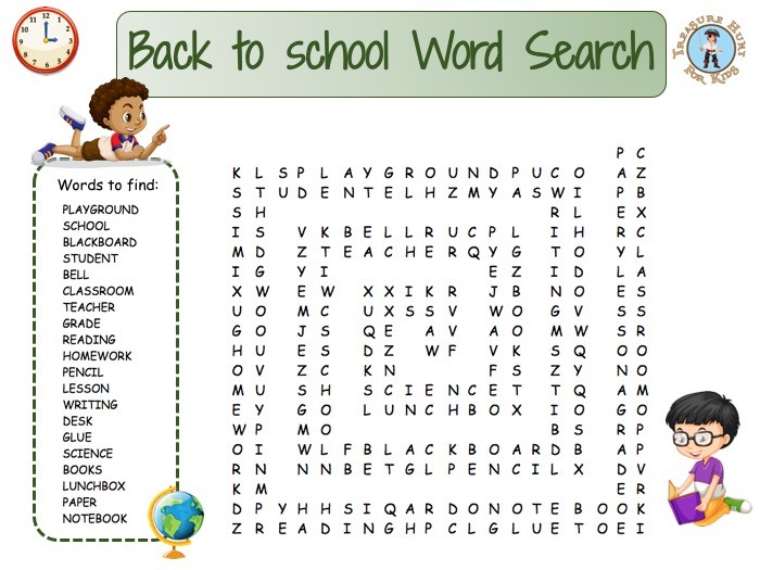 Back To School Word Search Puzzles For Kids