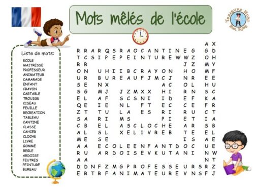 French School Word Search Puzzle