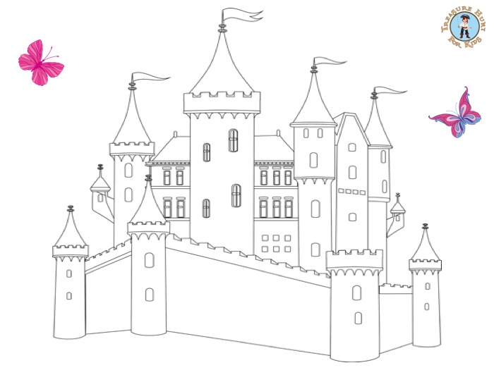 Princess Castle Coloring Page Free Printables Treasure Hunt 4 Kids