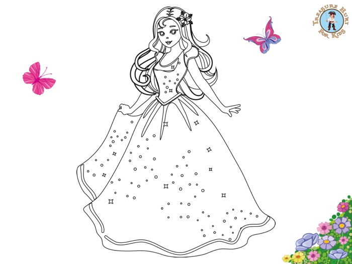 i det mindste Møntvask logo Princess Coloring Page - Free Printables - Treasure hunt 4 Kids