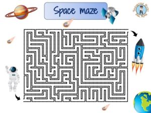 Space maze - Treasure hunt 4 Kids - free printable game for kids