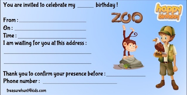 Zoo birthday party invitation