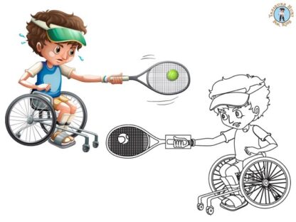 Disability athlete playing tennis coloring page