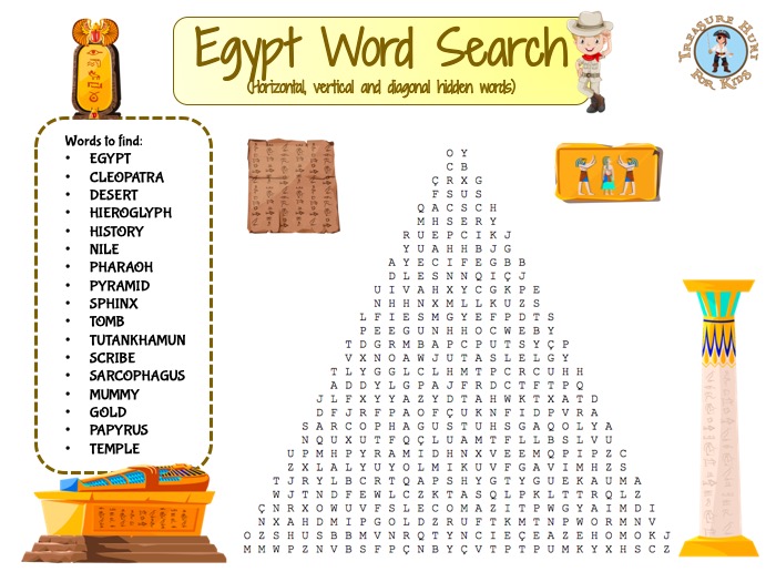 Egypt Word Search Puzzle FREE Game Treasure Hunt 4 Kids