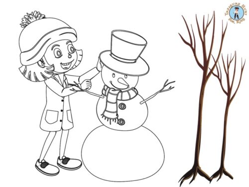 Snowman coloring page for kids