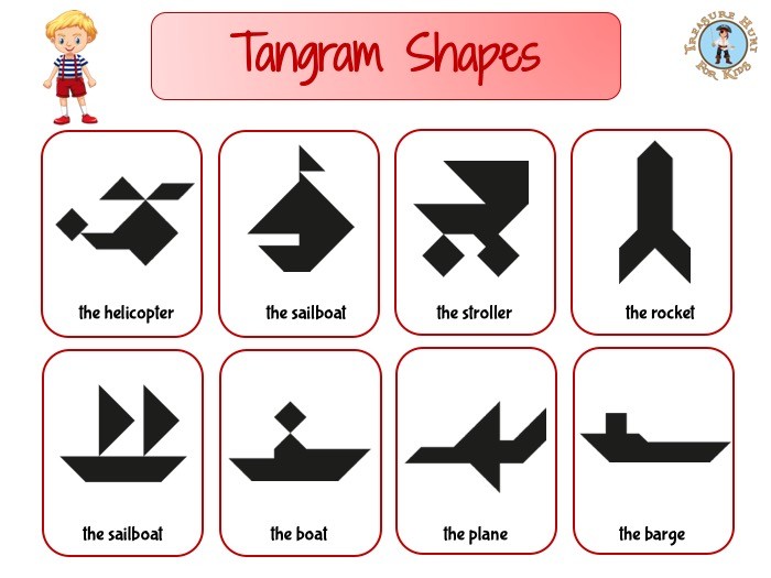 Tangram puzzle for kids. Set of tangram transport. Stock Vector