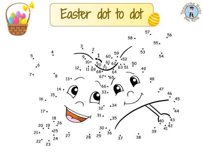 Easter Dot To Dot Treasure Hunt 4 Kids Printable Game