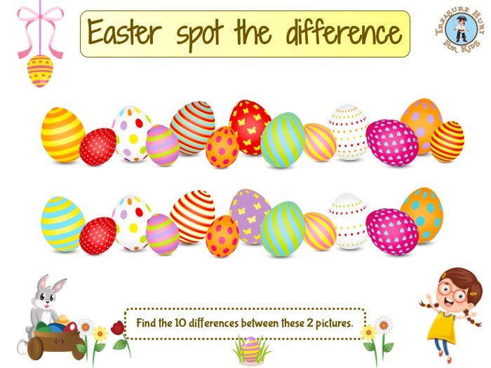 Easter eggs spot the difference game