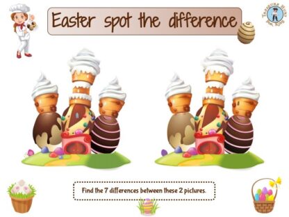 Easter spot the difference game for kids to print