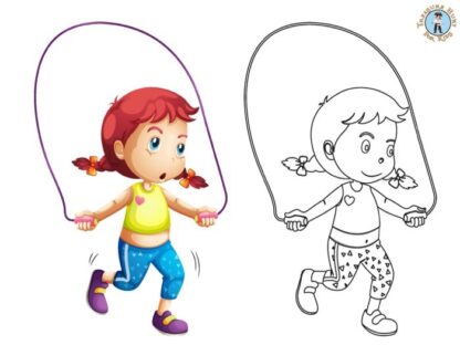 Girl jumping rope coloring page