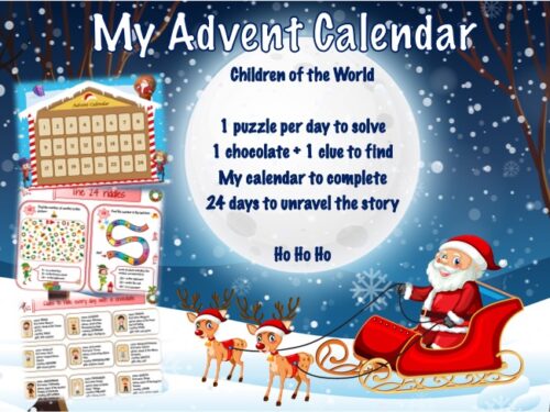 Around the world Christmas Advent Calendar to print
