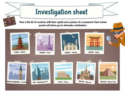 Around the world investigation sheet