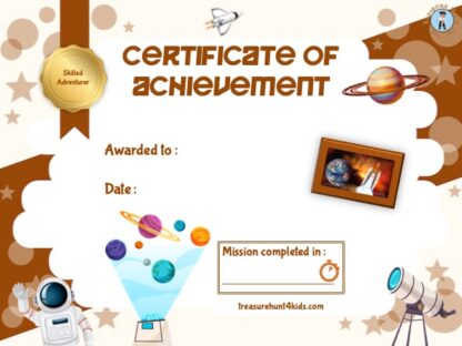 Astronaut escape game certificate