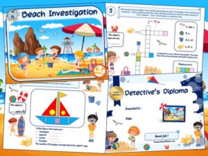 Print and play beach game for kids aged 6-7 years