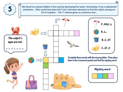Beach investigation puzzle for kids