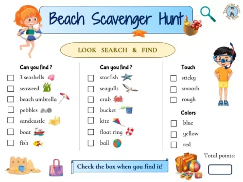 Free printable beach scavenger hunt