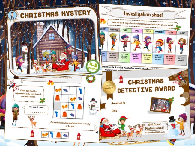 Printable Christmas detective adventure kit