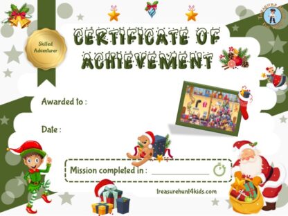 Christmas home escape room certificate