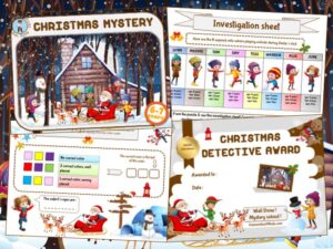Christmas mystery game kit to print for kids aged 6-7 years