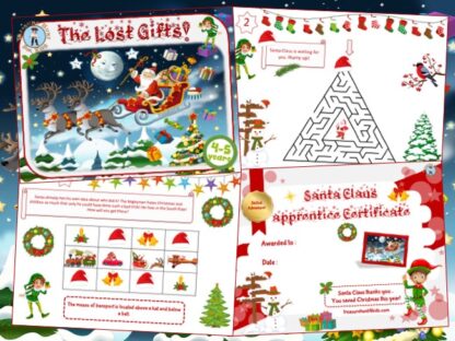 Christmas party game to print for kids: Xmas treasure hunt
