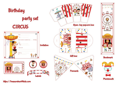 Circus birthday party printables