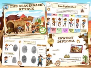 Cowboy treasure hunt kit for kids birthday party