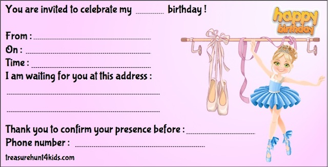 Dance birthday party invitation for kids
