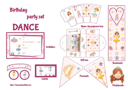 Dance birthday party decoration for kids to print