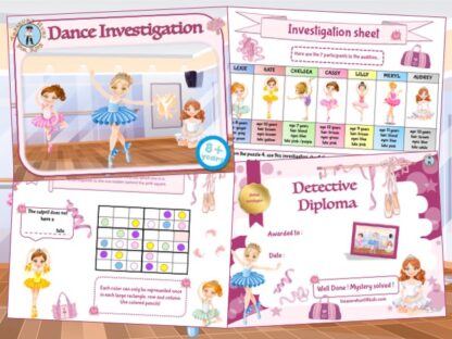 Dance detective mystery game to print for kids