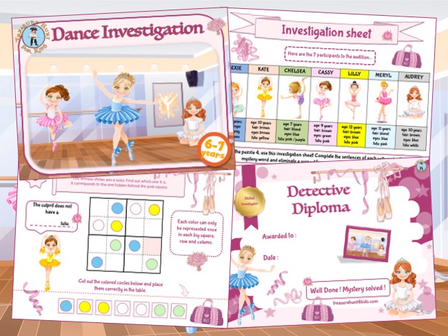 Dance police investigation game for 6-7-year olds