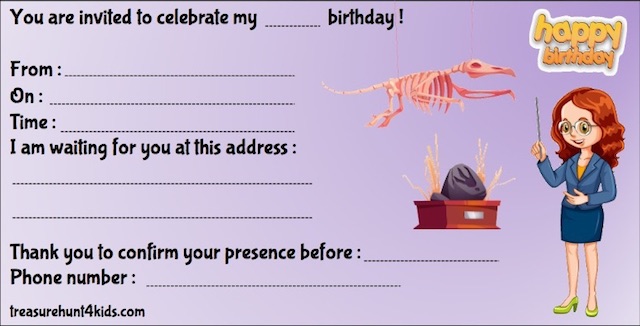 Dinosaur birthday party invitation to print for kids
