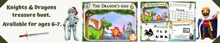 Dragon treasure hunt game for kids aged 6-7 years