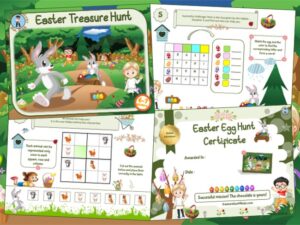 Easter treasure hunt game for kids aged 6-7 years