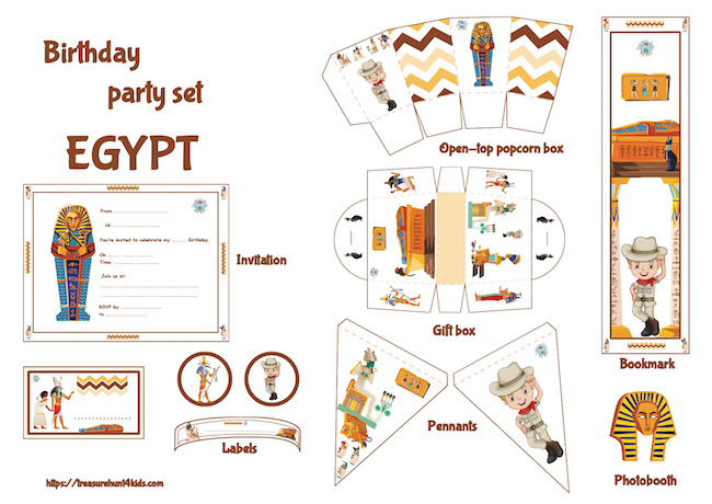 Egypt birthday party printables for kids