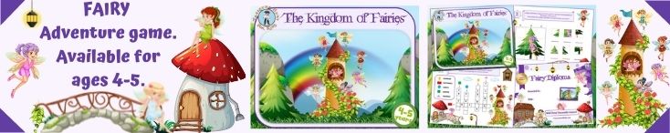 Fairies scavenger hunt game for kids aged 4-5 years