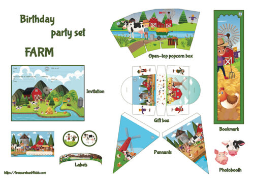 Farm birthday party set printables