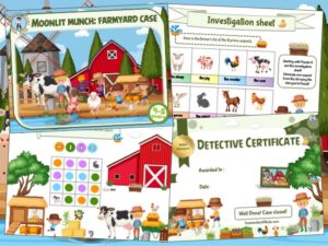 detective mystery party game for kids at the farm