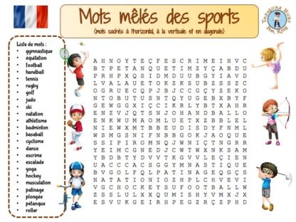 french Sports Word Search puzzle : french learning game