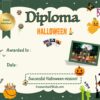 Printable and handwriting diploma of Halloween treasure hunter