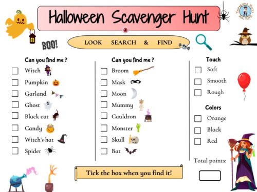Free printable Halloween scavenger hunt
