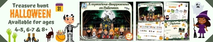 Halloween treasure hunt game for kids activity