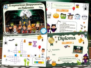 Printable adventure game of treasure hunt for Halloween