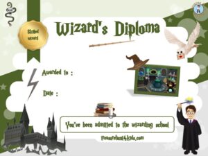 Diploma of wizard for treasure hunt