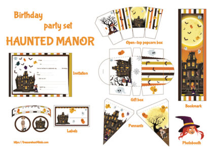 Haunted manor birthday party printables for kids